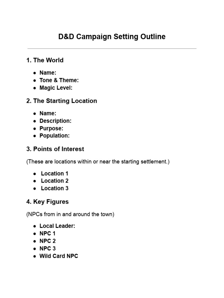 D&D Campaign Setting Overview | PDF