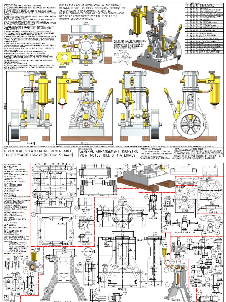Vertical Steam Engine Model Kit Guide | PDF | Engineering Tolerance | Screw