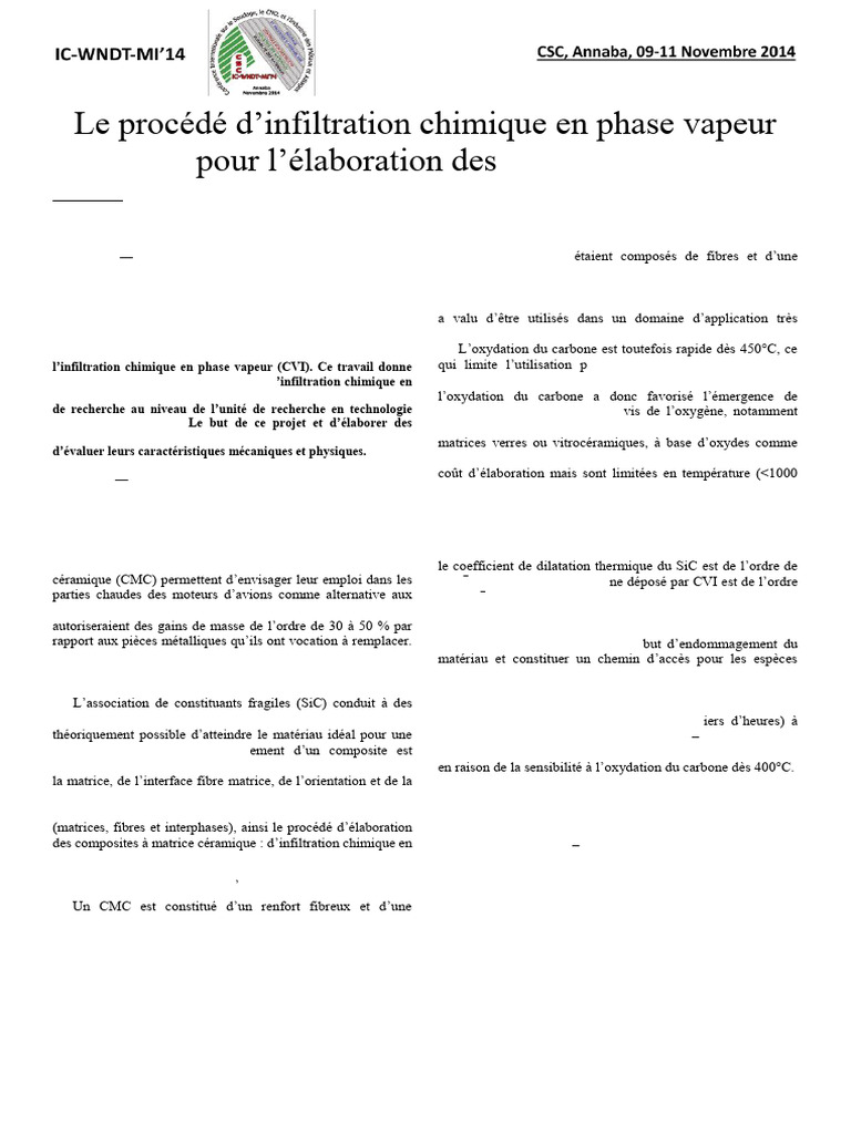 Infiltration chimique CVI pour CMC | PDF | Matériau composite ...