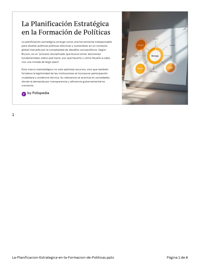 La Planificacion Estrategica en La Formacion de Politicas - PPTX ...