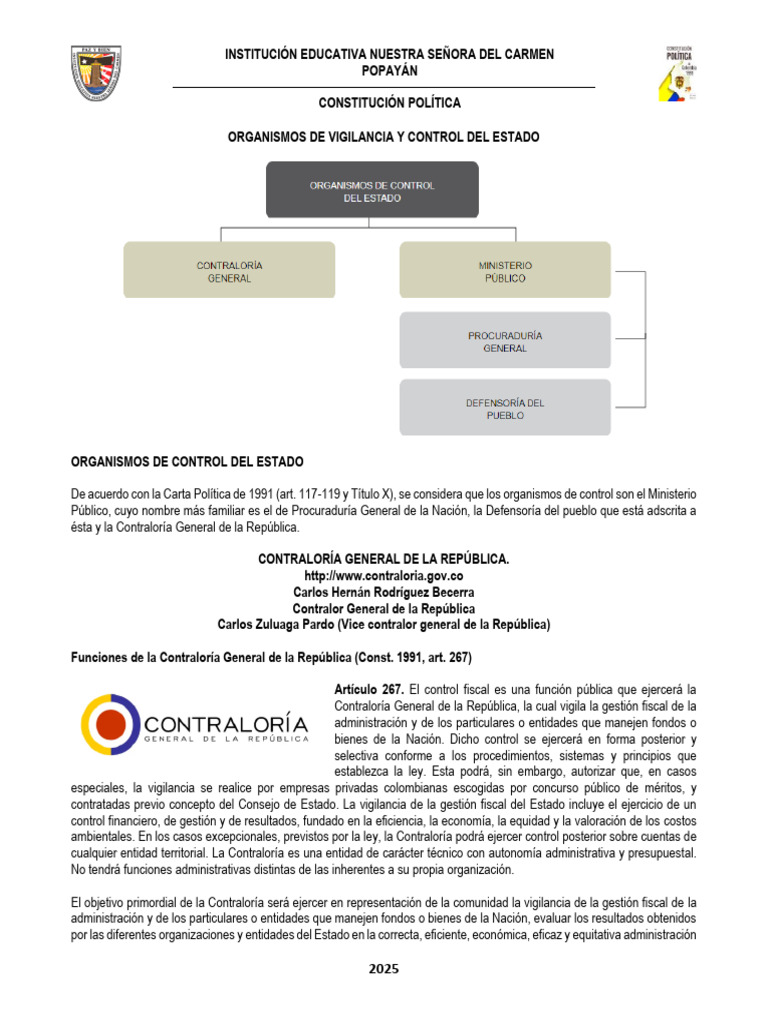 Organismos de Control del Estado en Colombia | PDF | Fiscal | Estado ...