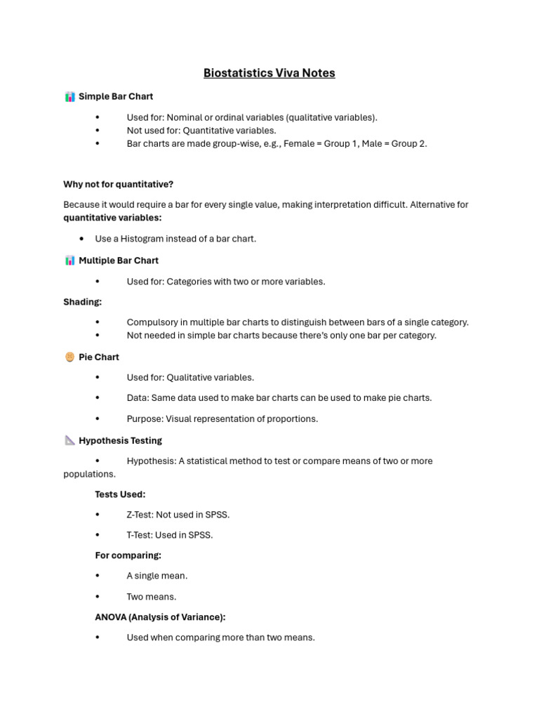 Biostatistics Viva Notes | PDF | P Value | Statistics