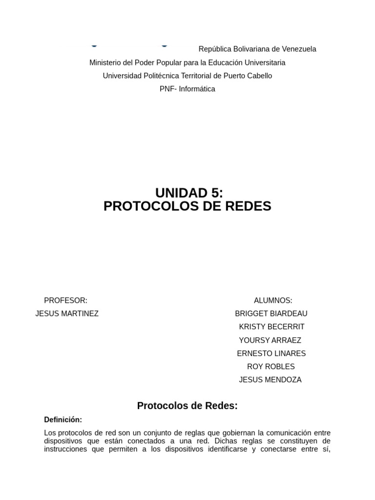 Protocolo de Redes y Modelo OSI | PDF | Red de computadoras ...