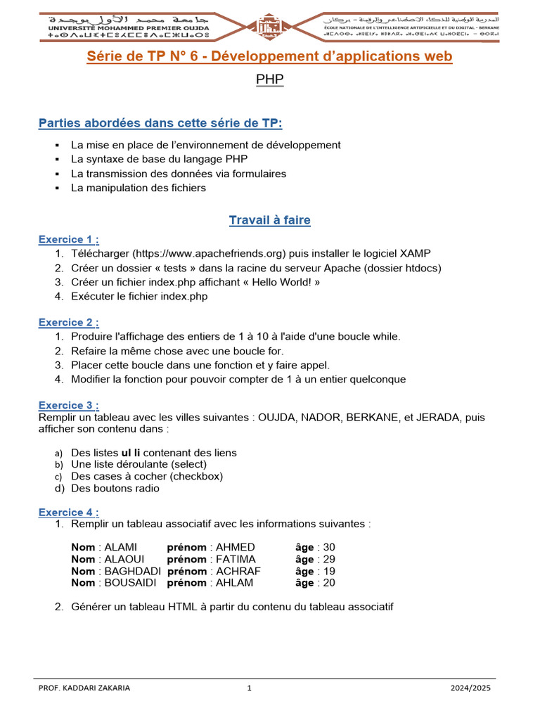 TP 6 : Développement PHP Web | PDF | PHP | Informatique