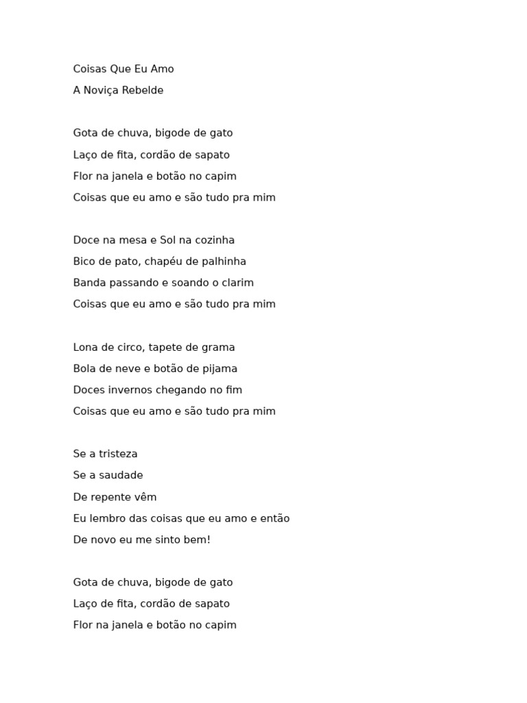 Coisas que Eu Amo e Me Fazem Bem | PDF