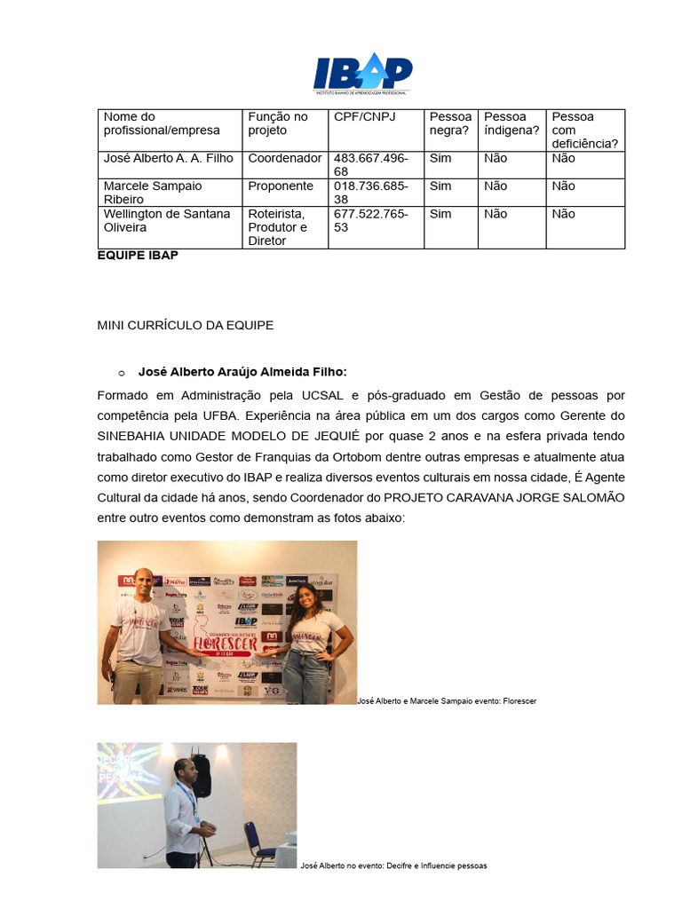 Equipe IBAP: Currículos e Atividades | PDF