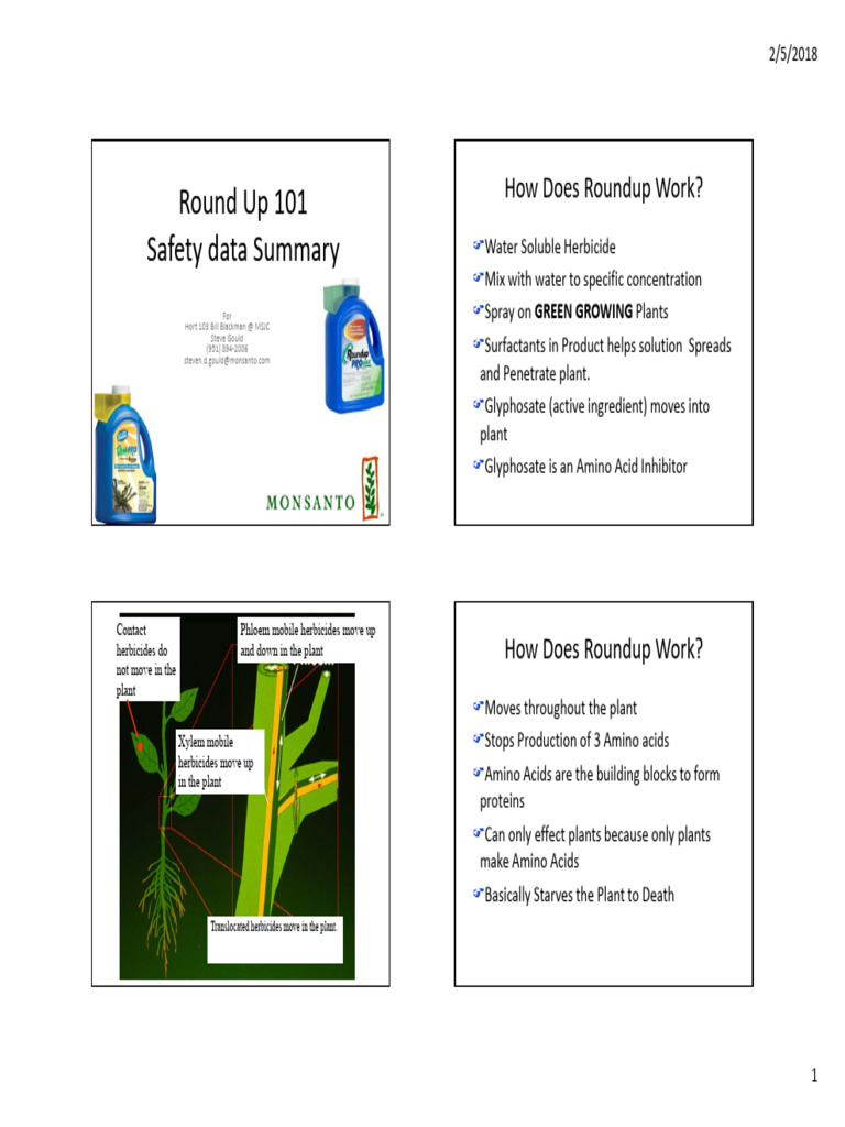 Roundup Safety and Prop 65 Handout Print | PDF | Toxicology ...