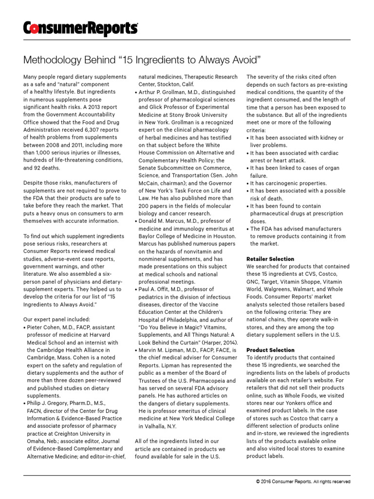 15 Risky Supplement Ingredients to Avoid | PDF | Dietary Supplements ...