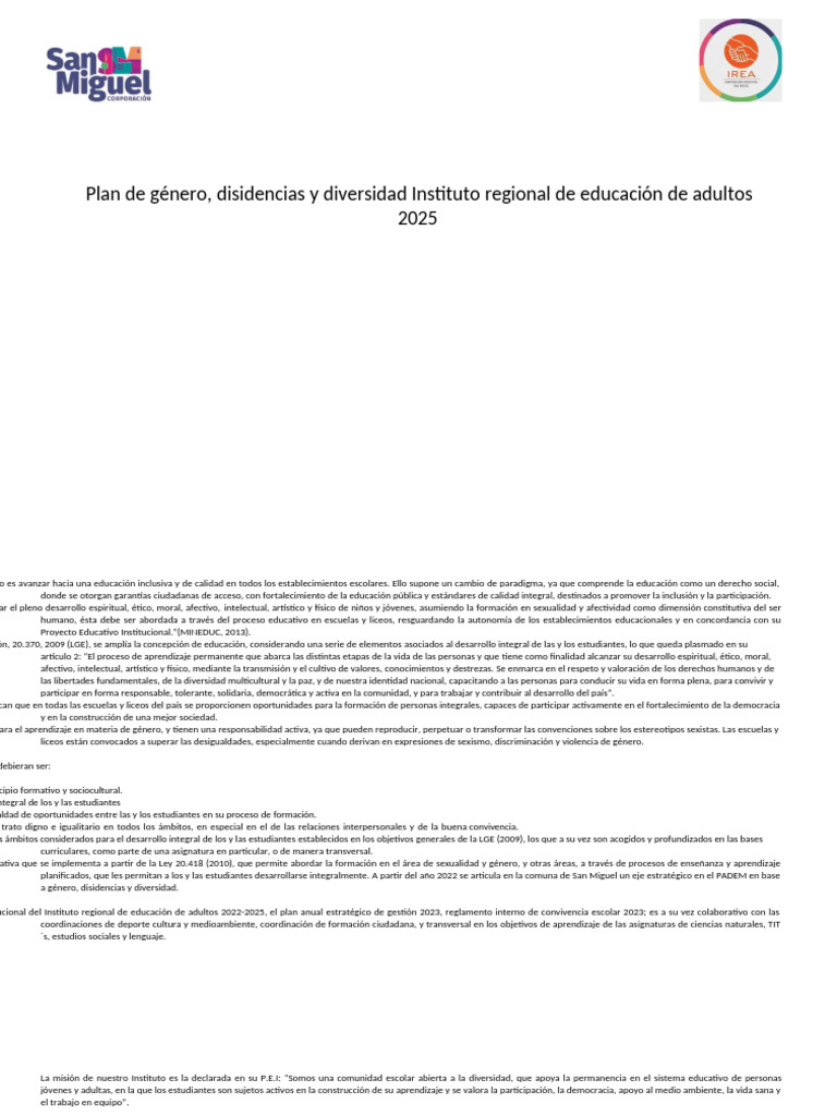 Plan de Inclusión y Diversidad Educativa 2025 | PDF | La sexualidad ...