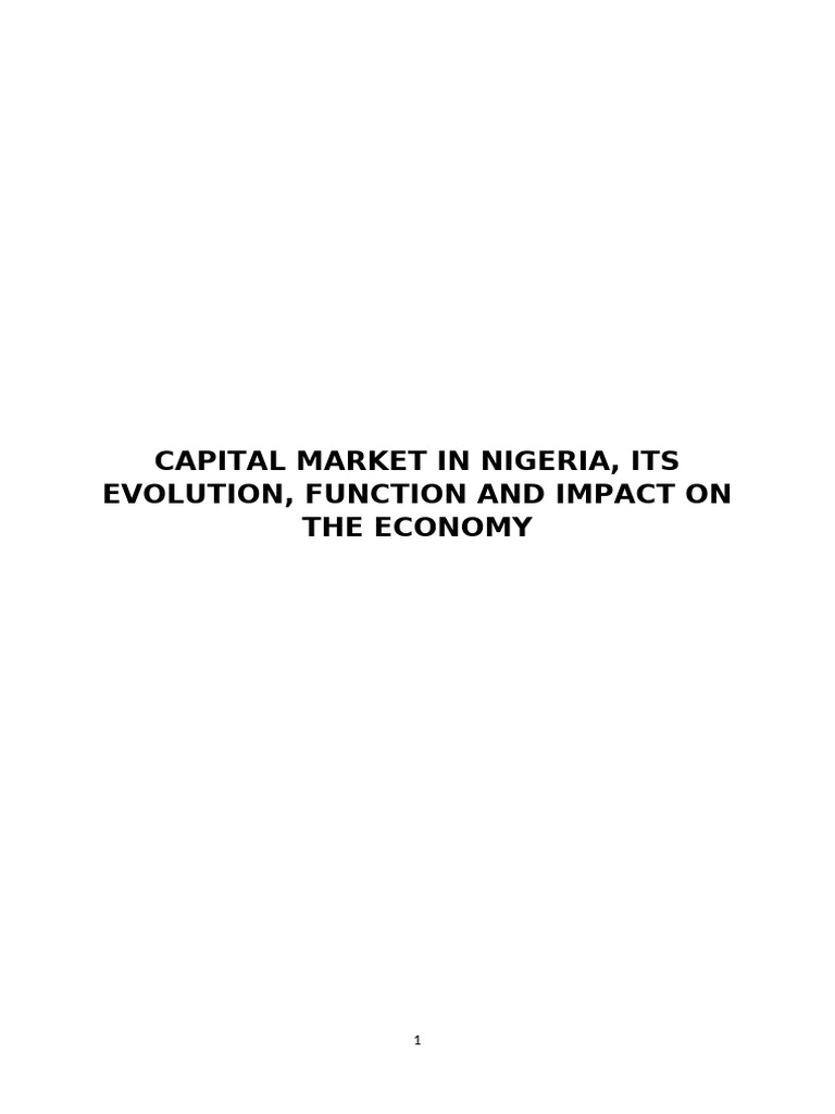 Nigeria's Capital Market: Growth & Impact | PDF | Capital Market ...