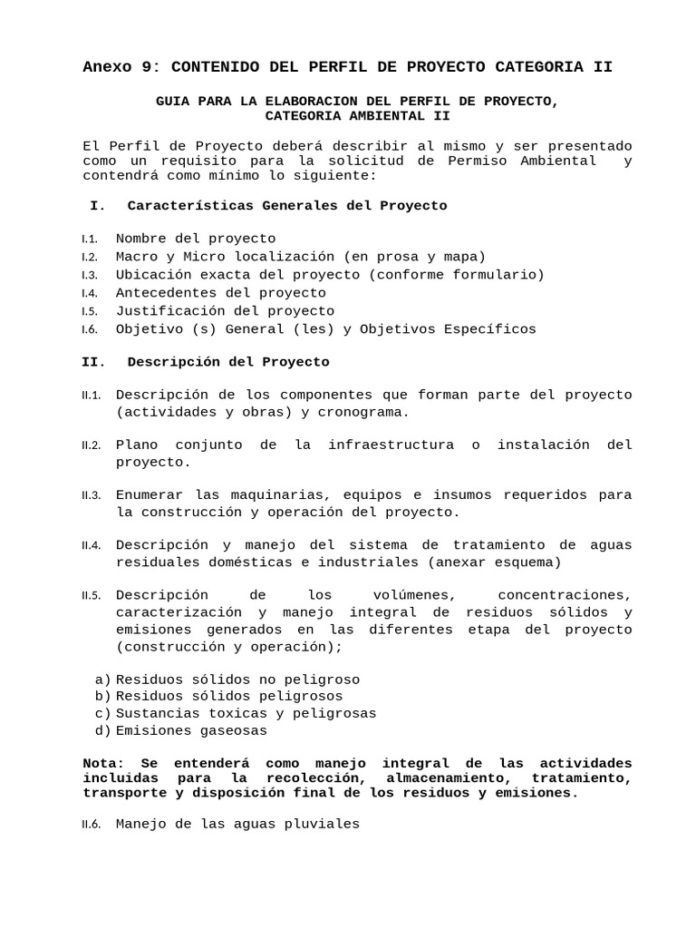 Guía para el Perfil de Proyecto II | PDF | Residuos | Agua