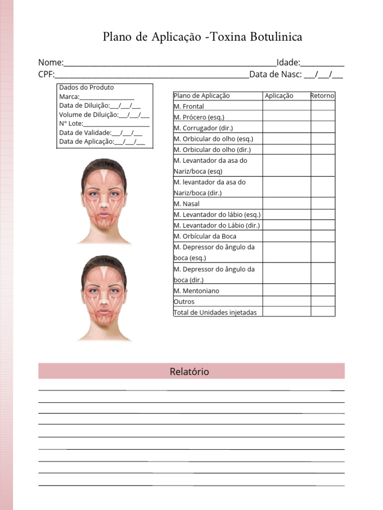 Plano de Aplicação Toxina Botulínica | PDF | Toxina botulínica | Gravidez