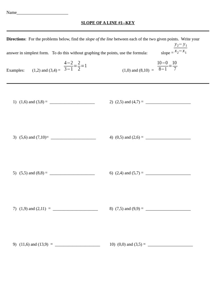 Slope of A Line 11 | PDF