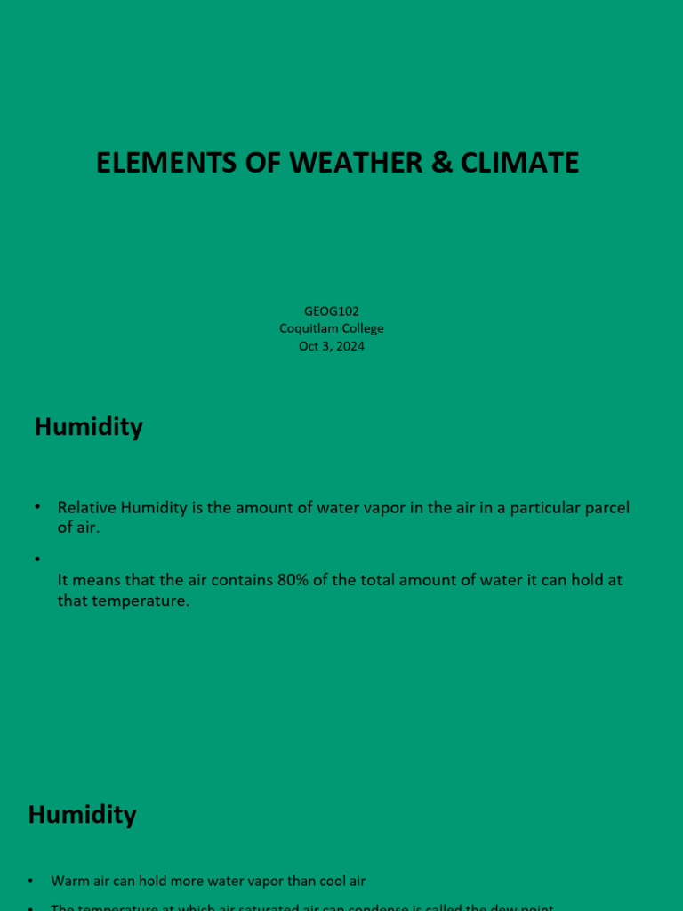Understanding Weather: Humidity & Clouds | PDF