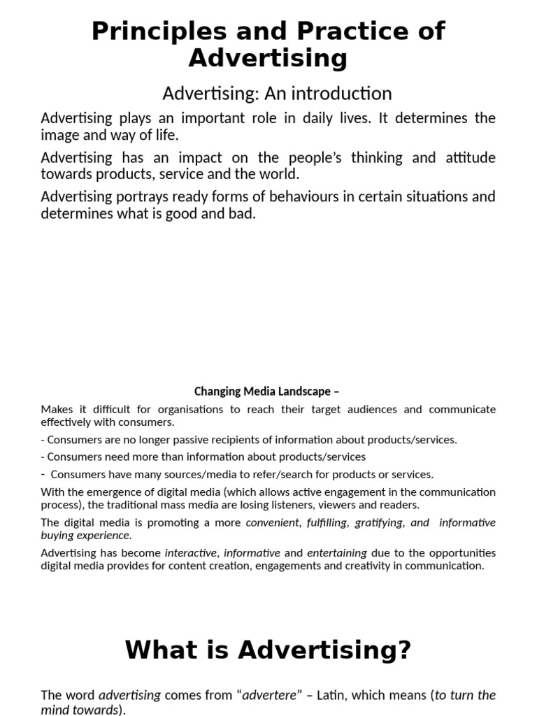 Principles of Advertising Explained | PDF | Advertising | Marketing