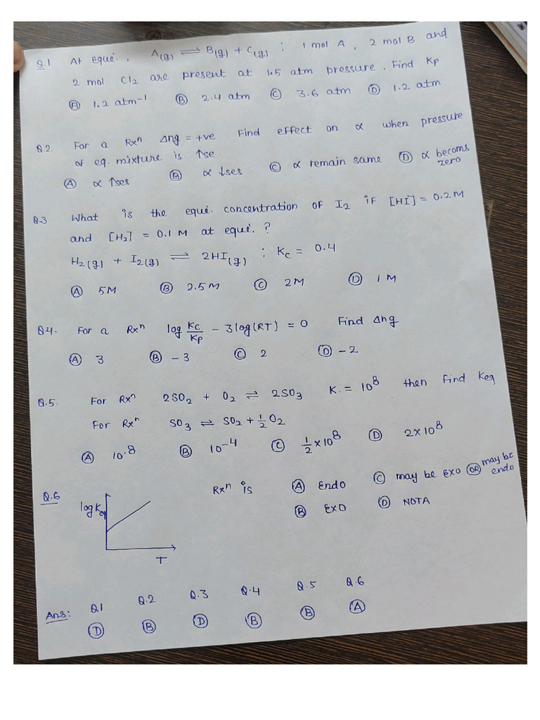 Equilibrium Qwestions Allen | PDF