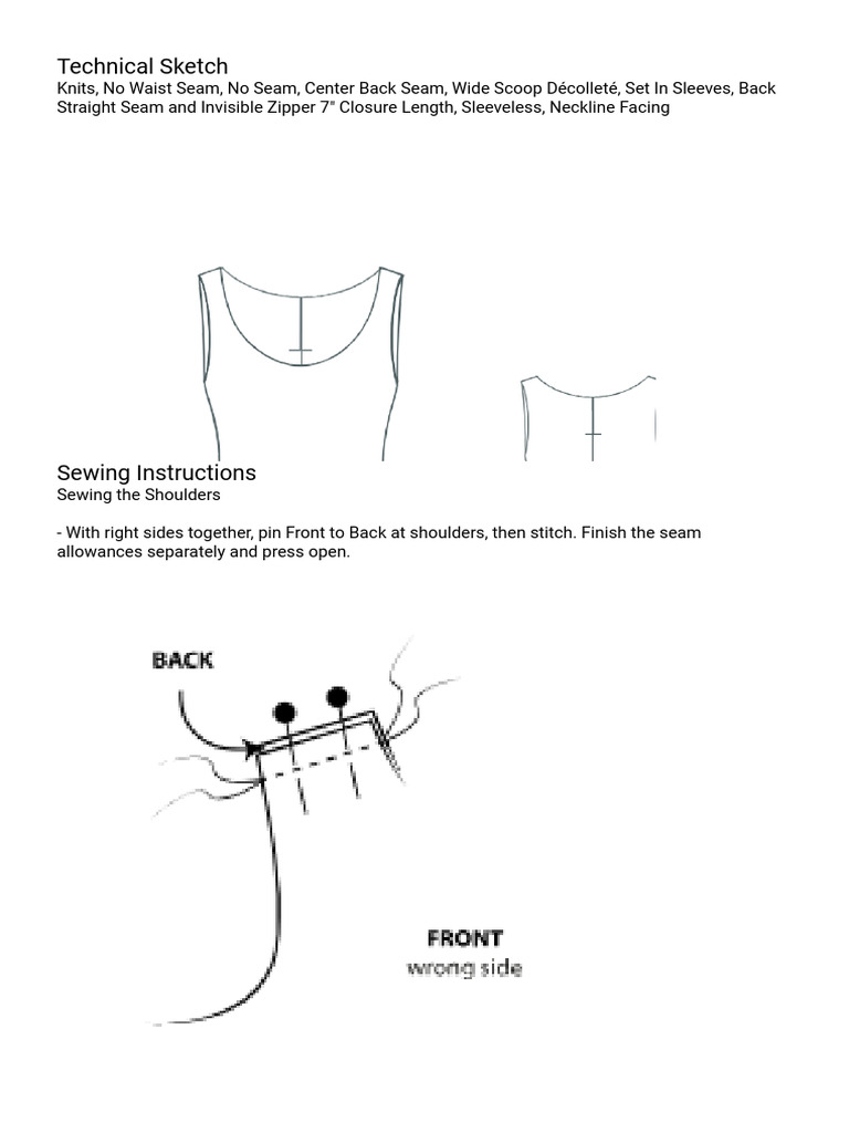 Sewing Guide for Sleeveless Dress Design | PDF | Seam (Sewing) | Sewing