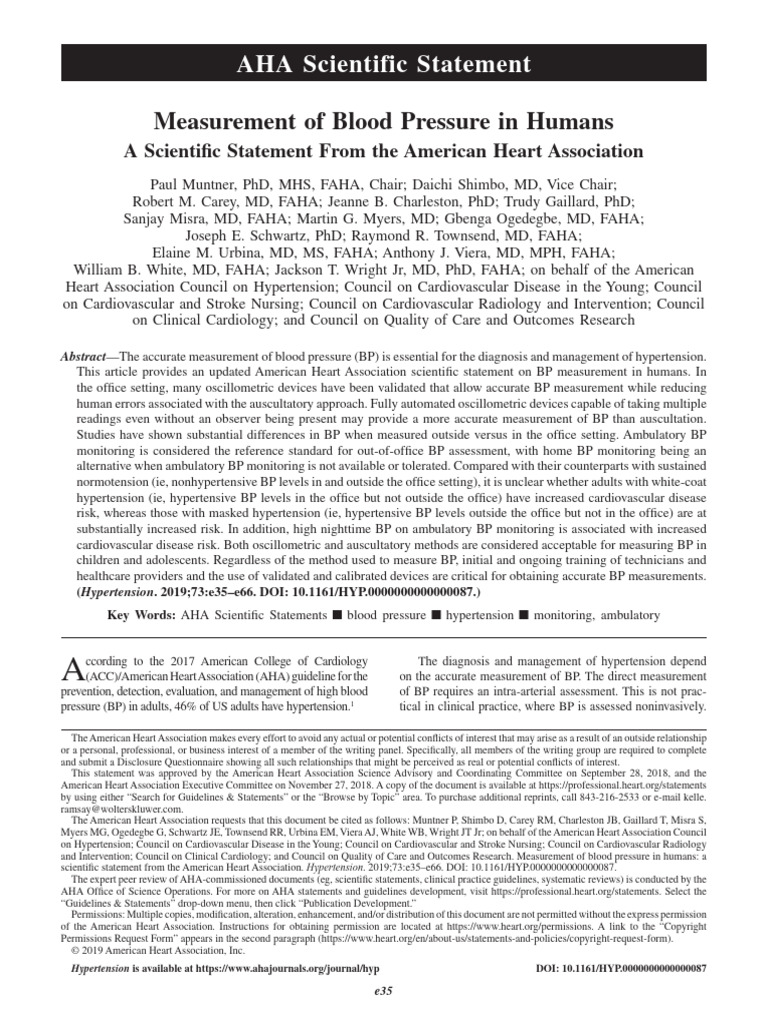 Blood Pressure Measurement Guidelines | PDF | Blood Pressure | Hypertension