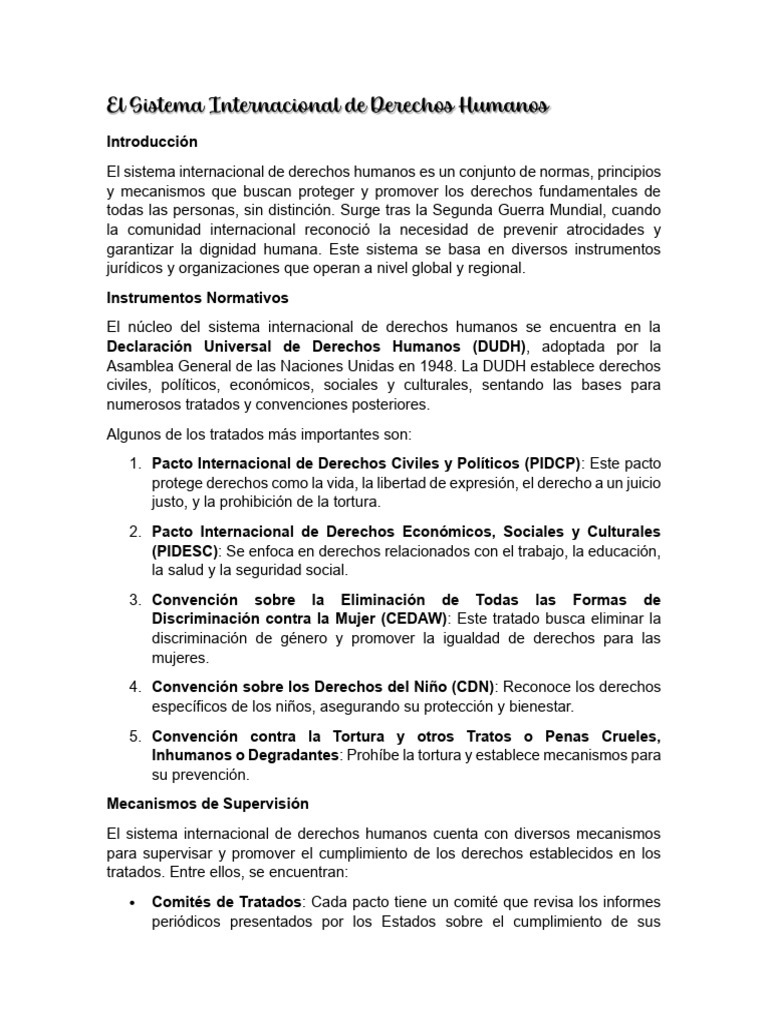 Sistema Internacional de Derechos Humanos | PDF | Amnistía ...