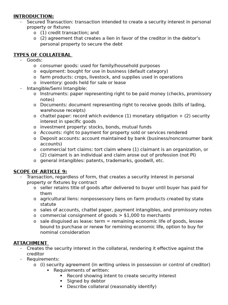 Understanding Secured Transactions and Collateral | PDF | Security ...