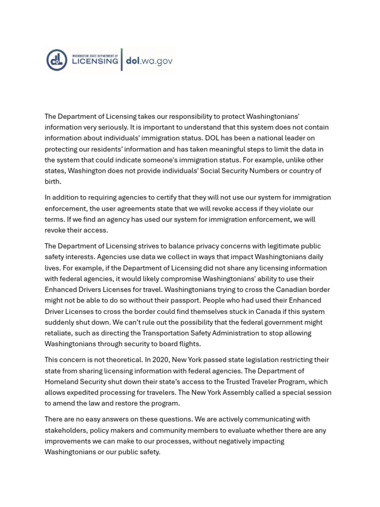 Washington DOL Privacy and Data Protection | PDF