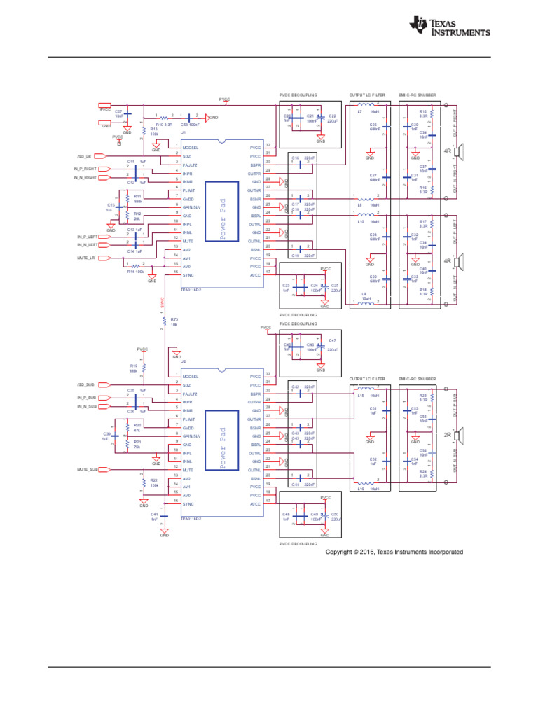 TPA3116D2 Schematic and Design Guide | PDF | Routes | Bus Transport