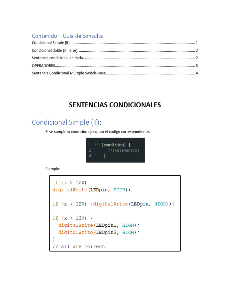 Guía de Sentencias Condicionales en Programación | PDF