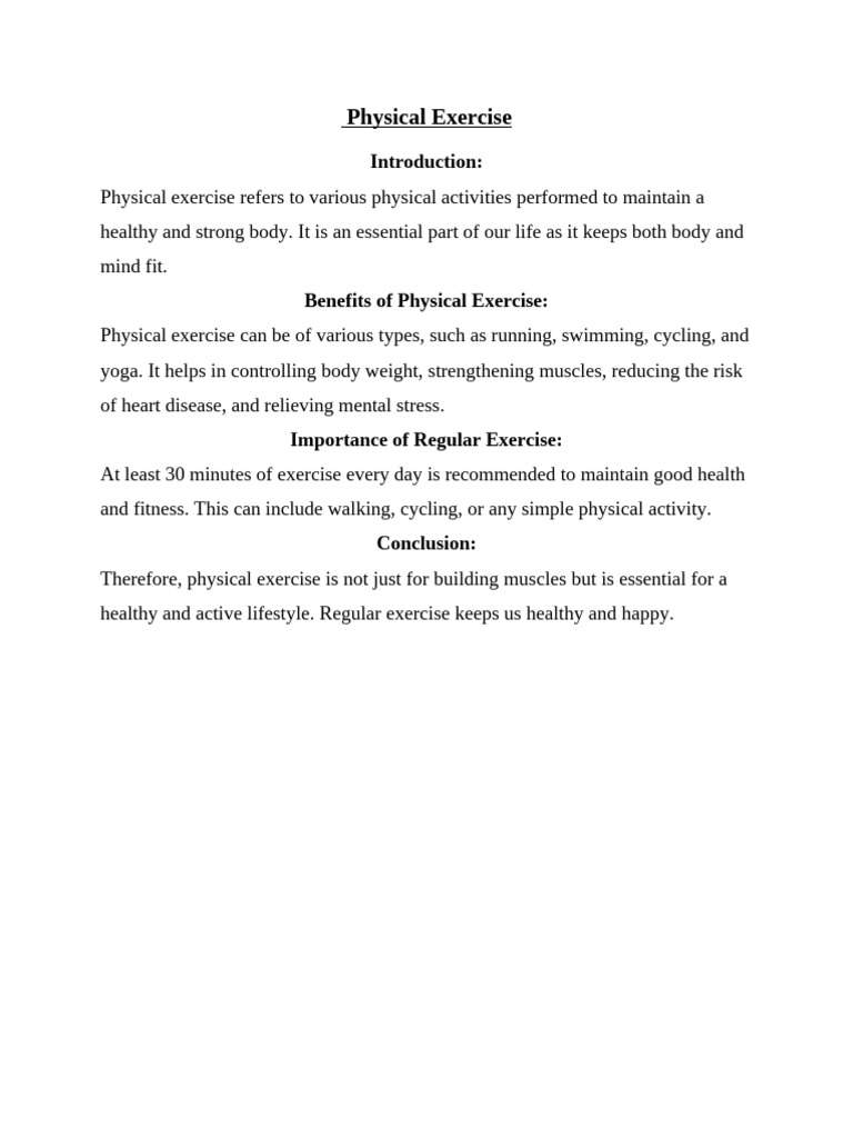 Importance of Physical Exercise | PDF