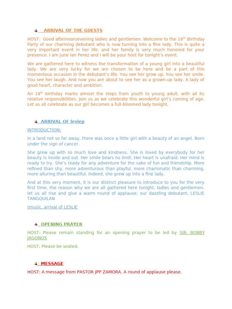 HOST SCRIPT by June Ian | PDF