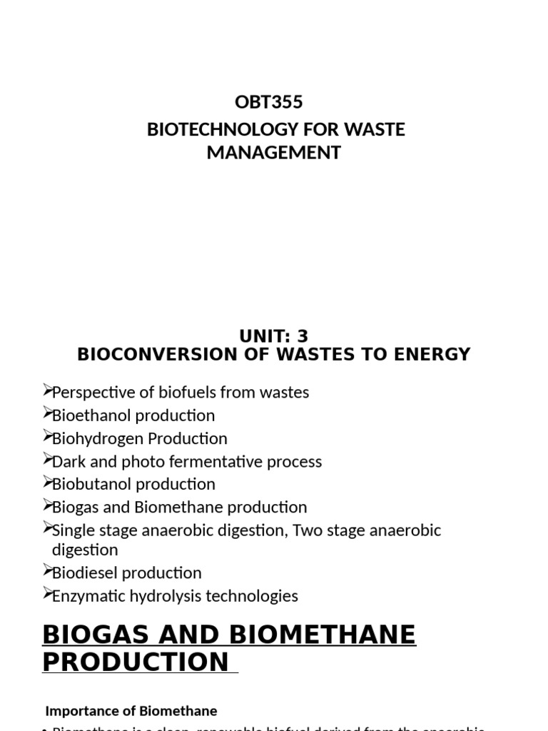 Bioconversion of Waste to Energy Solutions | PDF | Biogas | Anaerobic ...