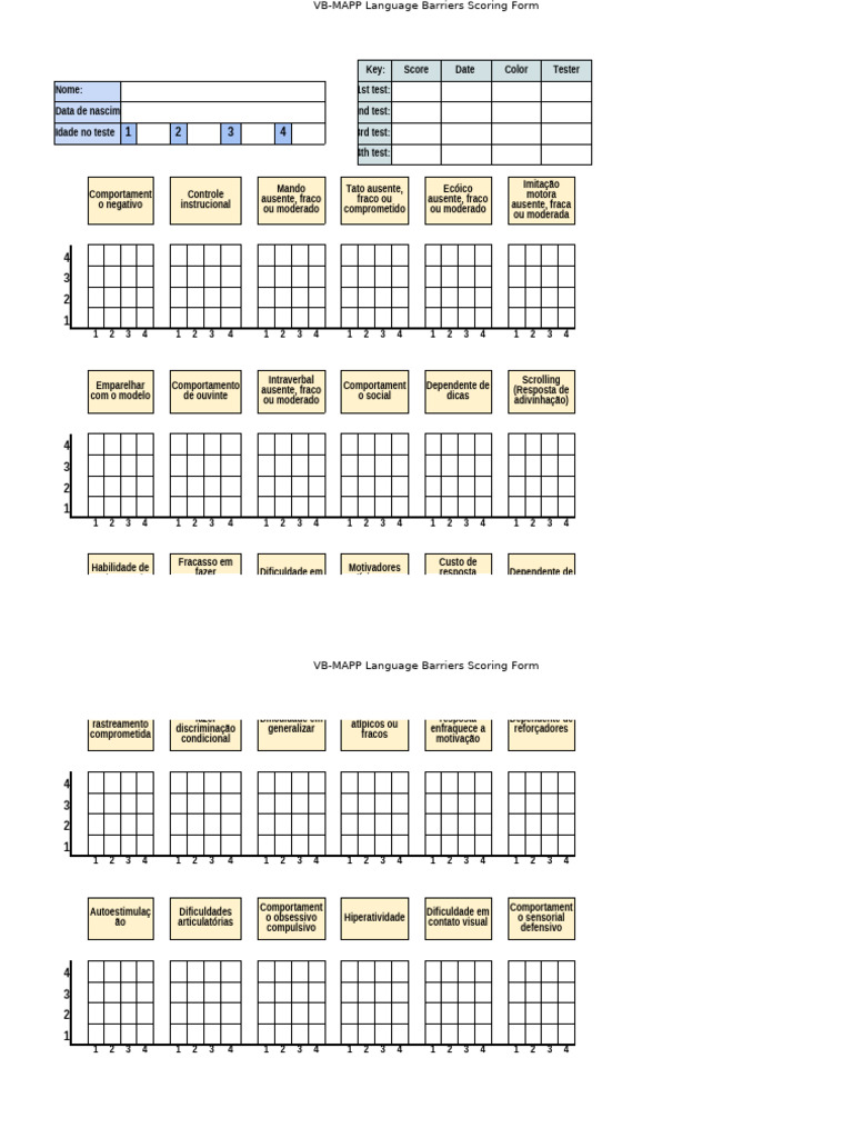 Formulário de Avaliação VB-MAPP | PDF | Neurociência