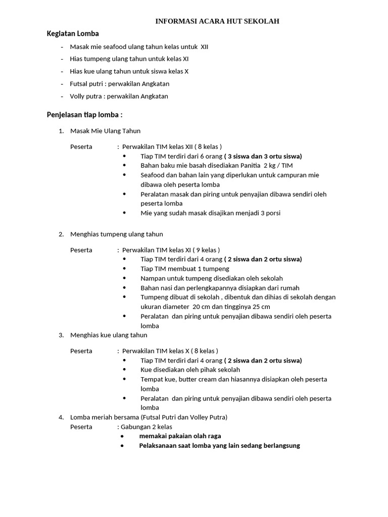 Informasi Acara Hut Sekolah-1 | PDF