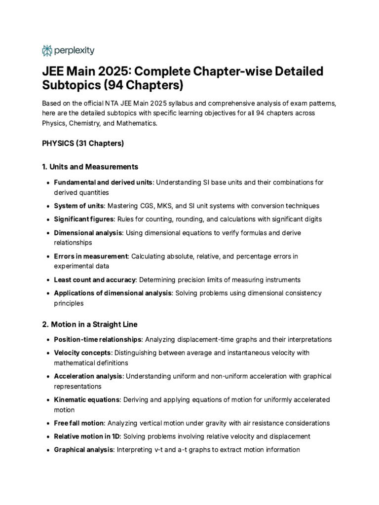 JEE Main 2025: Chapter-wise Syllabus Guide | PDF | Force | Magnetic Field