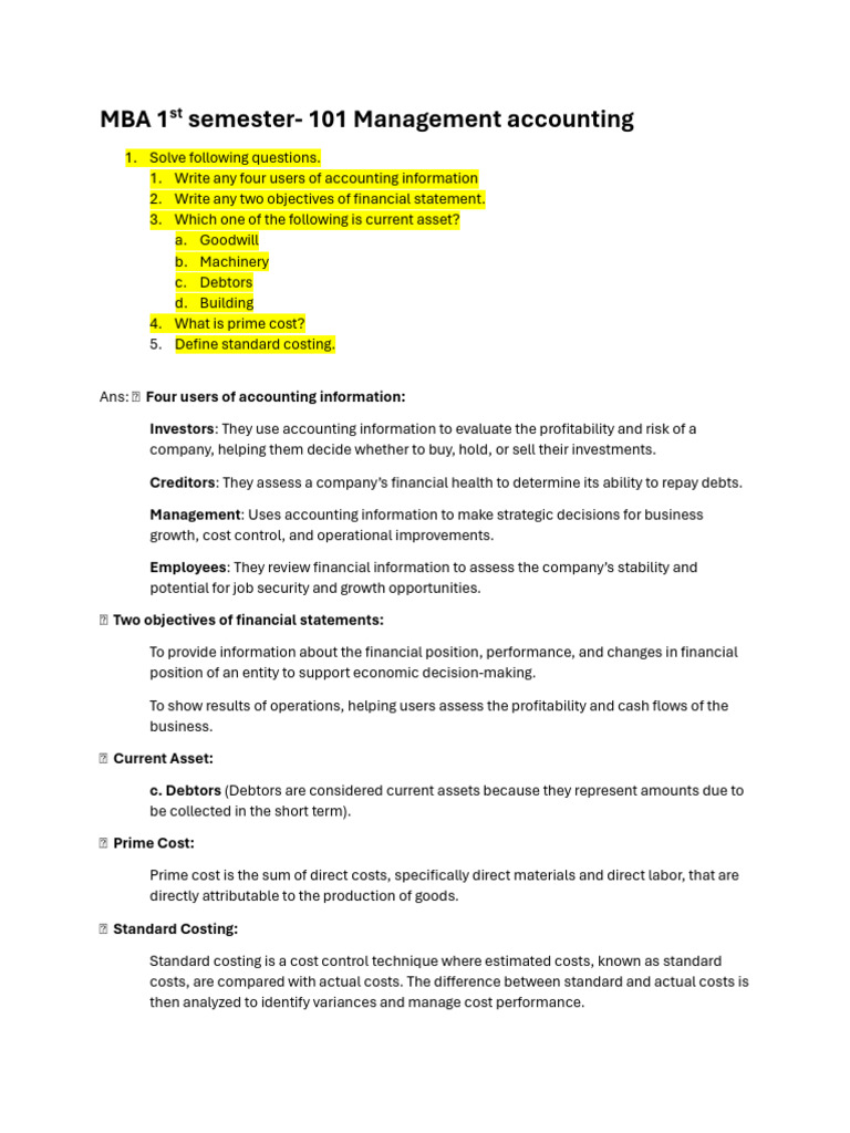 101 Management Accounting | PDF | Depreciation | Business