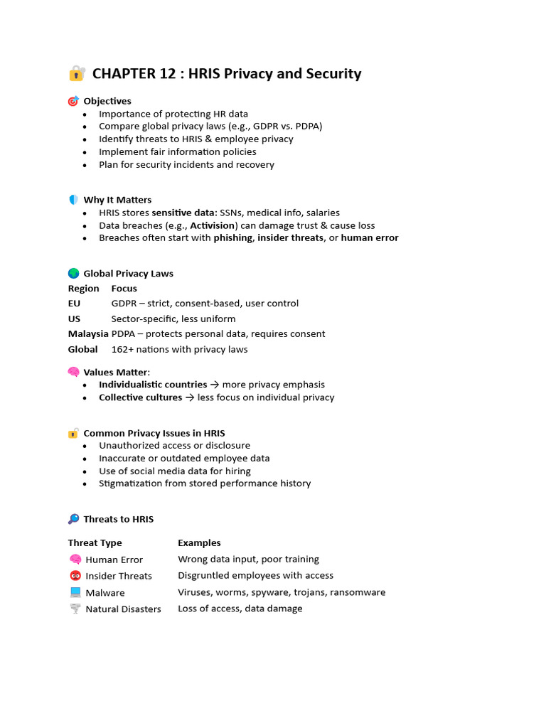 HRIS Privacy and Security Essentials | PDF