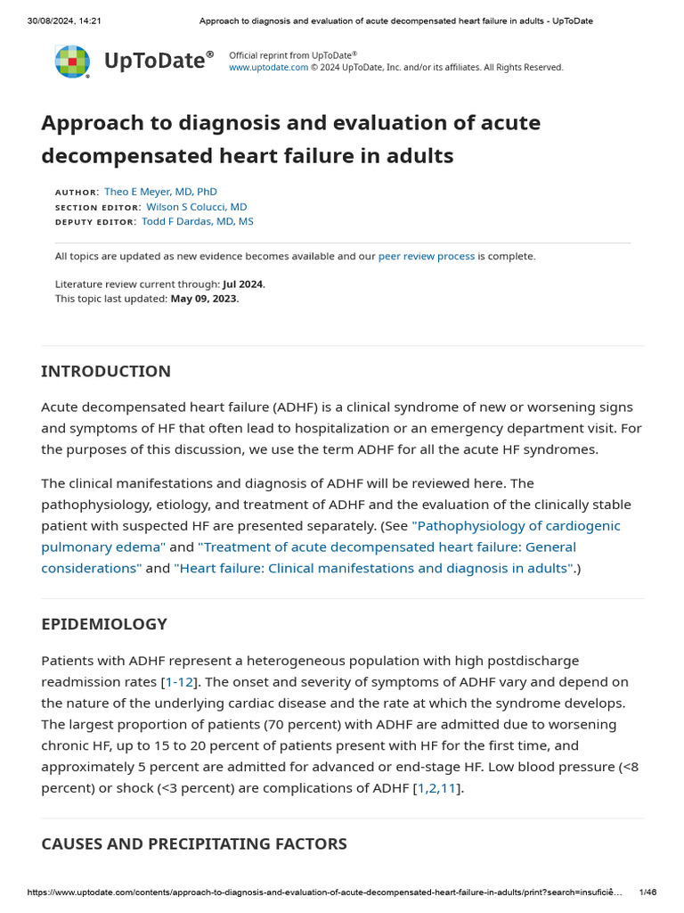 Diagnosing Acute Decompensated Heart Failure | PDF | Heart Failure | Heart