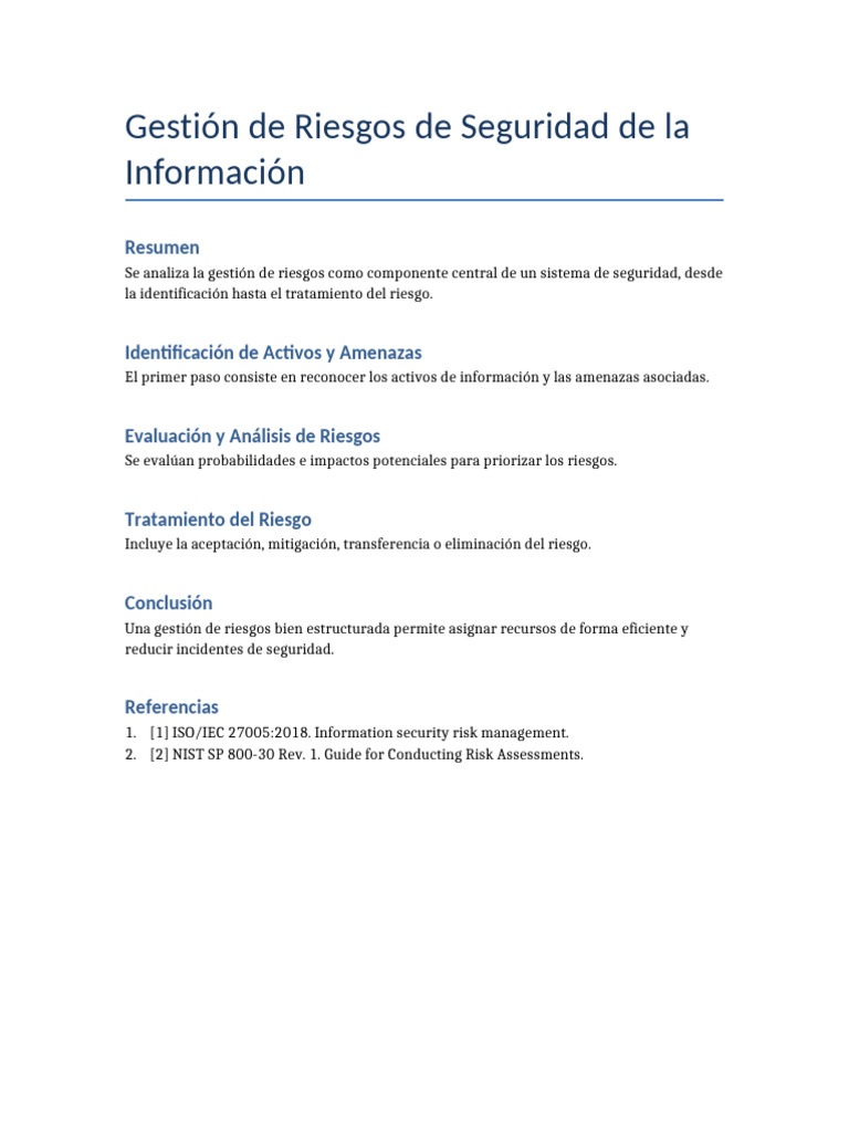 Gestión de Riesgos en Seguridad Informática | PDF