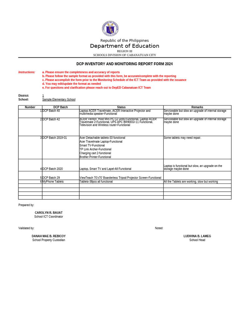 DCP Monitoring Report Form 2024 | PDF | Computer Hardware | Computing