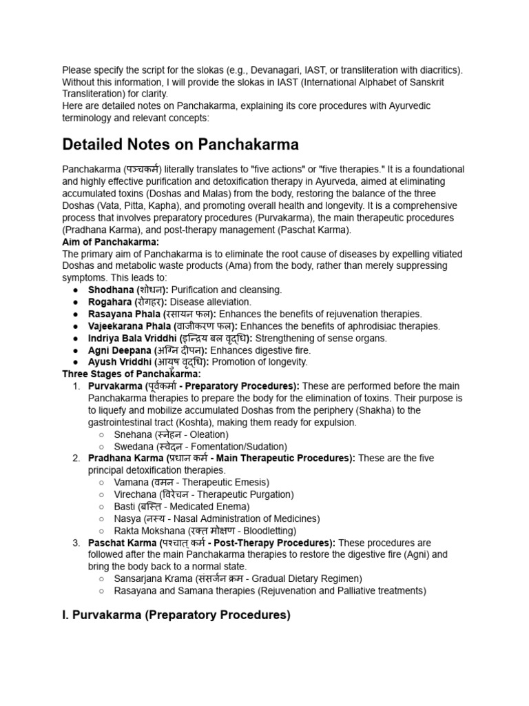 Comprehensive Panchakarma Guide | PDF | Ayurveda