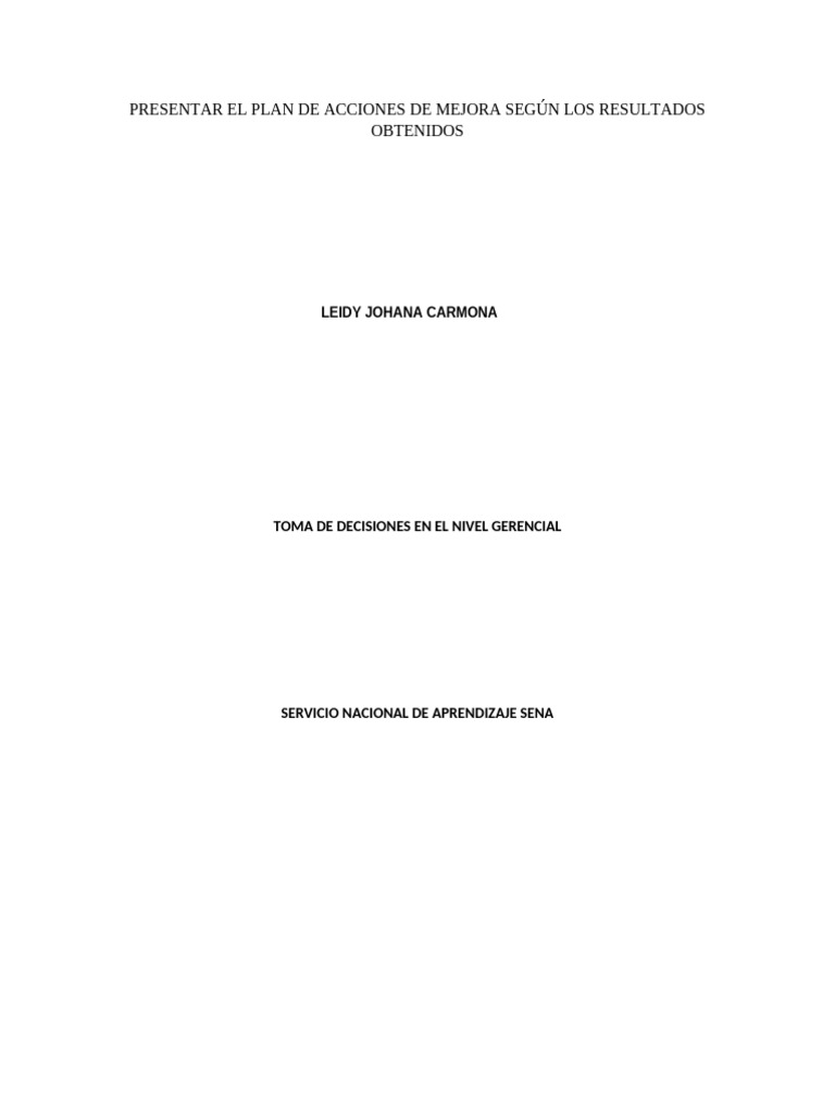 Plan de Acción de Mejora Empresarial | PDF | Logística | Cadena de ...