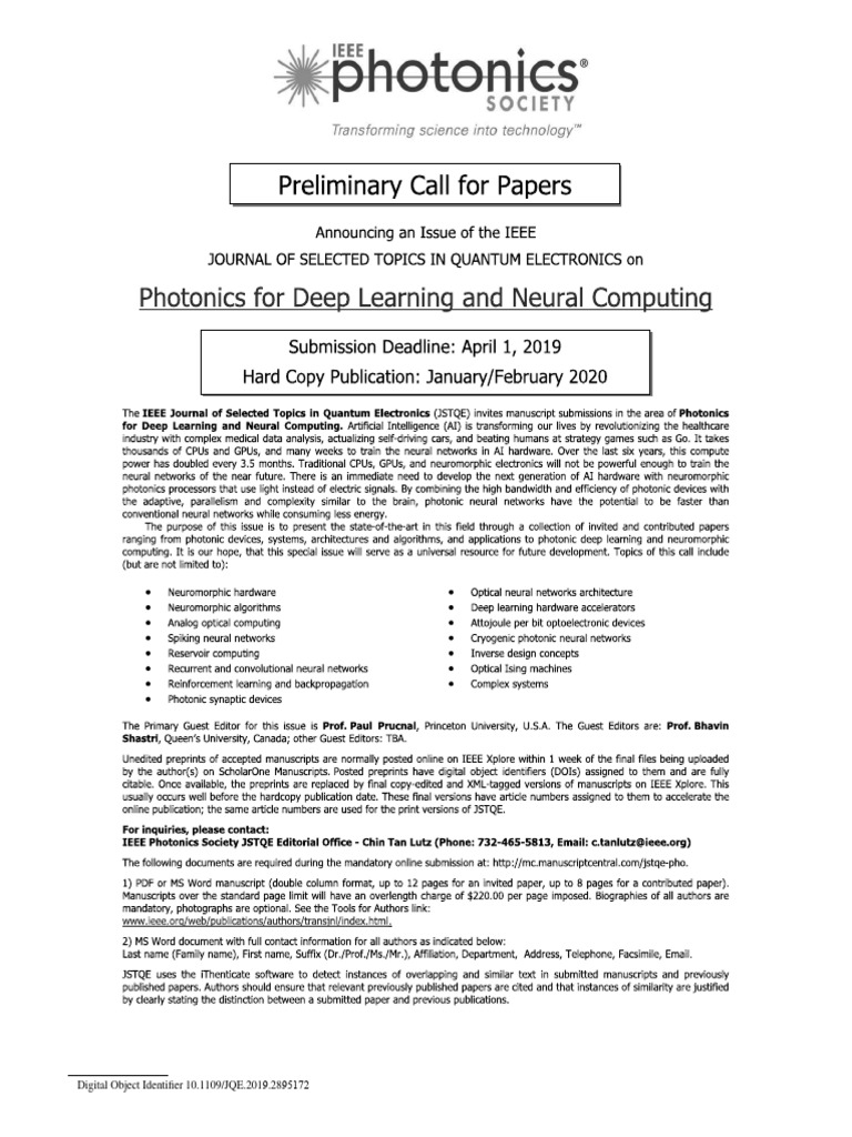 Photonics For Deep Learning and Neural Computing. | PDF