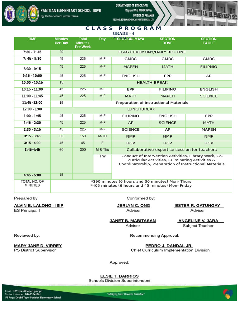 Grade 4 Class Program 2024-2025 | PDF | Philippines