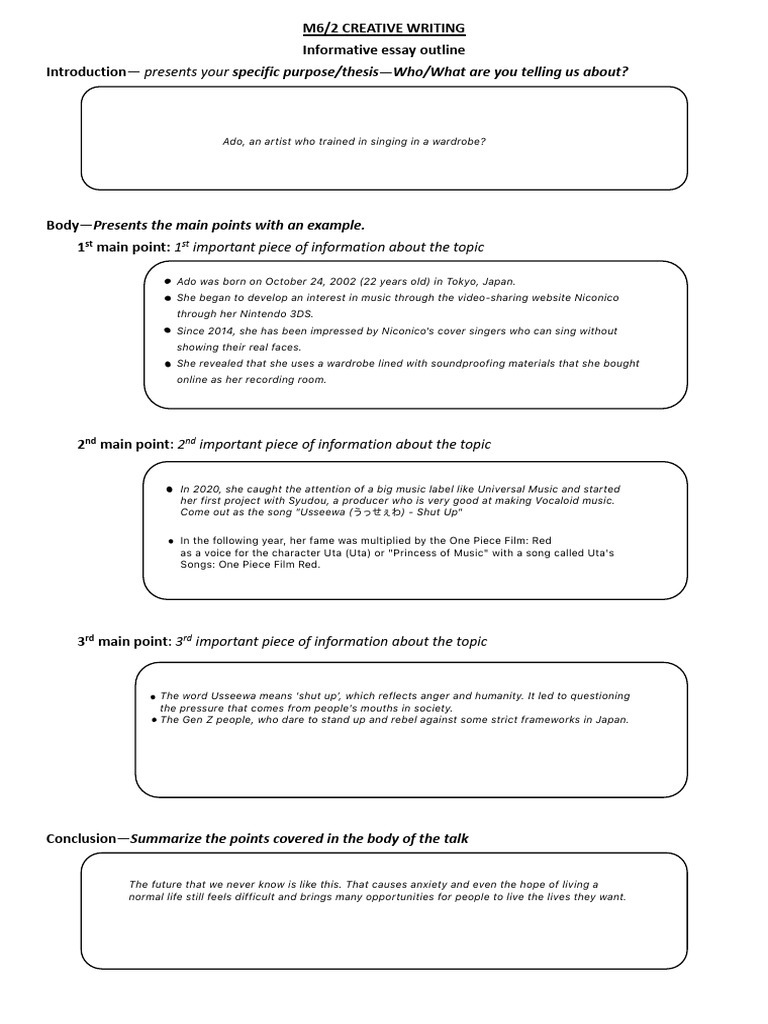 Informative Essay Outline | PDF