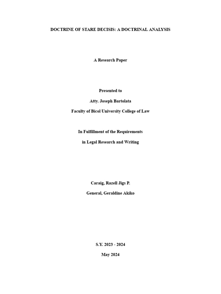 Analysis of Stare Decisis Doctrine | PDF | Precedent | Justice