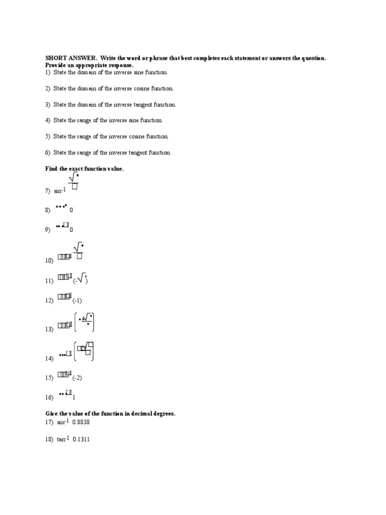 Inverse Trigonometric Functions Guide | PDF | Science & Mathematics