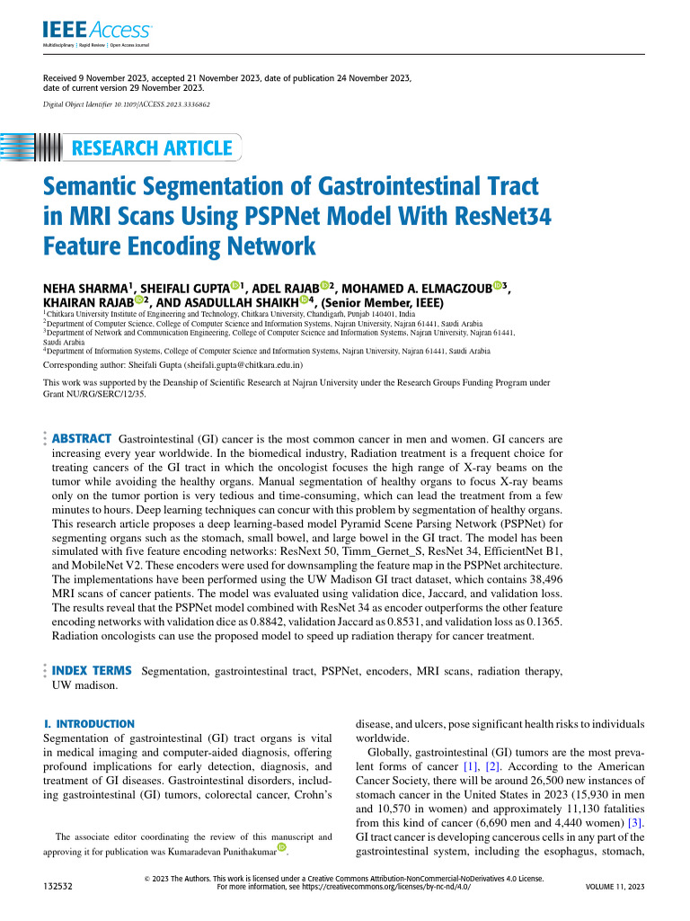 Semantic Segmentation of Gastrointestinal Tract in MRI Scans Using ...