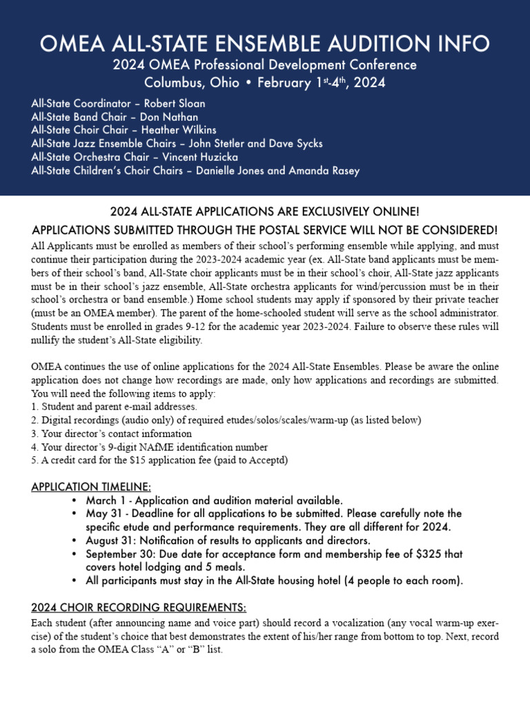 2024 OMEA All-State Audition Guide | PDF | Orchestras | Trombone