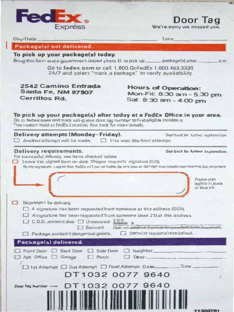 FedEx Door Tag Instructions | PDF | Fed Ex