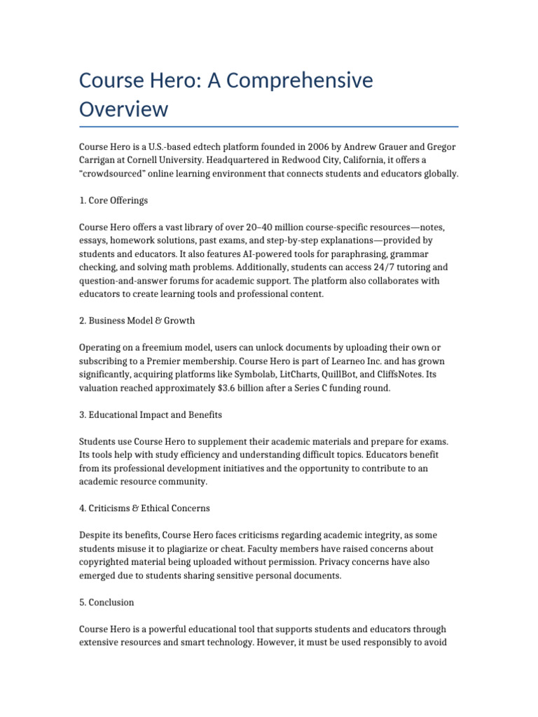 Evaluating Course Hero's Educational Impact | PDF