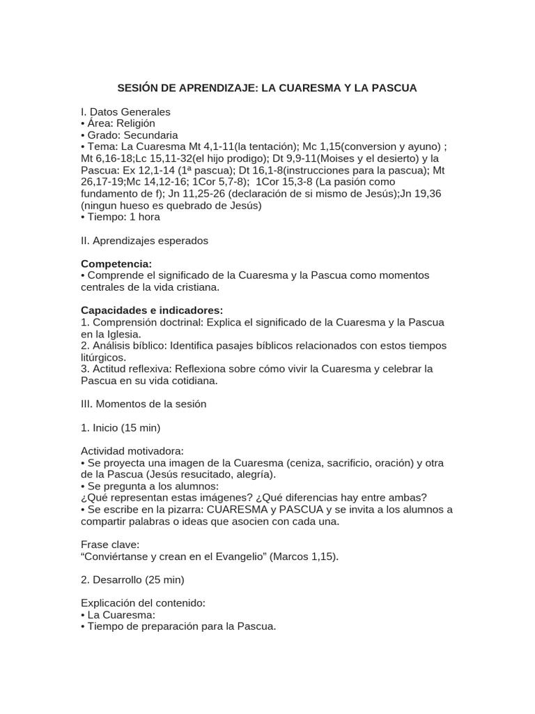 Clase Cuaresma y Pascua | PDF | Pascua de Resurrección | Jesús